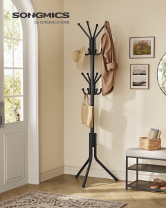 Cuier tip pom, Alan, Songmics, Negru, 48x43x175 cm - Img 2