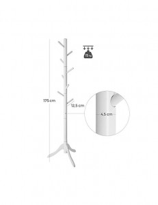 Cuier tip pom, Vasagle, 8 suporti, Alb, RCR60WT, 47 x 47 x 175 cm - Img 5