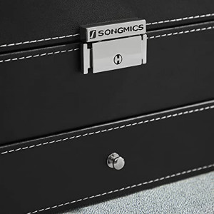 Cutie pentru ceasuri de mana, Songmics, Negru-Gri, 33x19.5x14 cm - Img 7