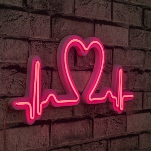 Decoratiune luminoasa LED de perete Love Rhythm Roz 51x21x2 cm