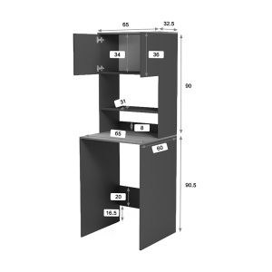 Dulap baie masina de spalat, Chaxe, Pako, Antracit 65x32.5x183.6 cm - Img 7