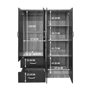 Dulap cu 2 sertare, Athos, Pako, Sonoma 120.5x42x181 cm - Img 7