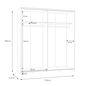 Dulap cu 2 usi Noez I Alb 170.5x61x190.5 cm - Img 8