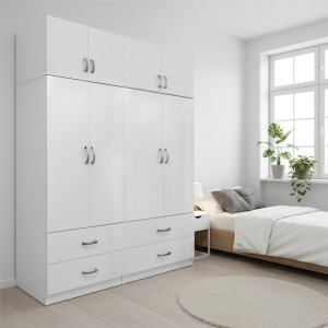 Dulap cu 4 usi, Athos, V20, Alb, 160x42x240 cm