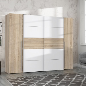 Dulap cu 4 usi Verzo stejar alb melamina 270.5x61x210.5 cm - Img 2