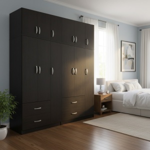 Dulap cu 6 usi, Athos, V15, Wenge, 180x42x240 cm
