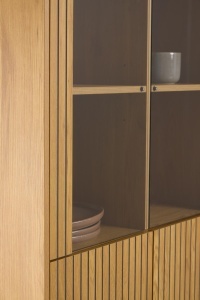 Dulap cu vitrina Jaipur, Natural, 180x80x40 cm - Img 2