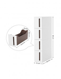 Dulap de depozitare cu sertare, Songmics, Alb/Maro, 45 x 17 x 83 cm, KFR08WT - Img 5
