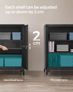 Dulap de depozitare din metal, Songmics, Gri, 80 x 40 x 90 cm - Img 6