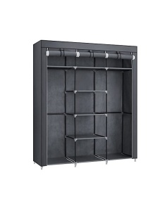 Dulap de haine pliabil, Songmics, Gri, 175 x 150 x 45 cm - Img 4