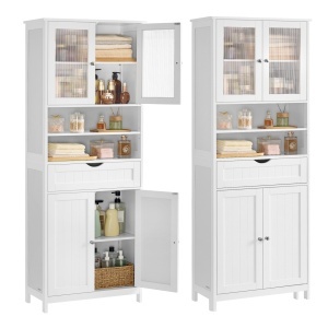 Dulap depozitare baie Vasagle Alb 60x30x170 cm - Img 2