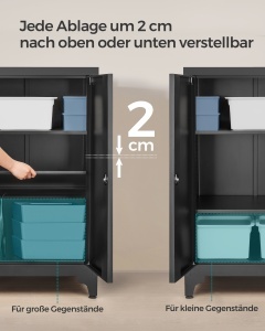 Dulap depozitare din metal Songmics, Berend, Negru, 60.1x40.2x99 cm - Img 3