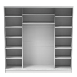 Dulap dormitor cu 2 usi glisante cu oglinda Aparador Pako World Alb 240x60x240 cm - Img 4