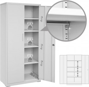 Dulap metalic de depozitare, Songmics, Gri, 80x40x180 cm - Img 5