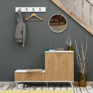 Dulap Pantofi FİJEL Oak-Alb - Img 2