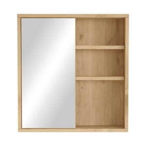 Dulap pentru baie cu oglinda Bagno, Pako World, Natural, 60x14x63 cm