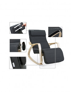 Fotoliu balansoar, Songmics, Gri, LYY10G, 150 Kg, 67 x 115 x 91 cm - Img 7