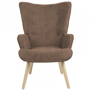 Fotoliu Fluffy material textil maro - culoare lemn natural 75x69x96cm - Img 4