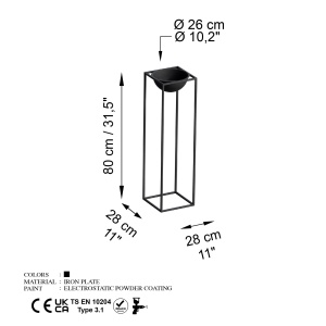 Ghiveci decorativ GED020 Negru 28x80x28 cm - Img 6