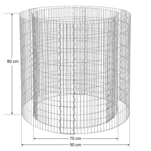 Ghiveci strat inaltat gabion rotund Songmics Argintiu 90x70x80 cm - Img 2