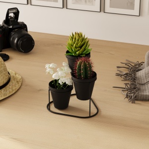 Jardiniera suport metalic decorativ GED-014 Negru 19x20x19 cm - Img 2