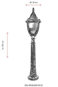 Lampadar de exterior M1B Negru 105x30 cm - Img 3