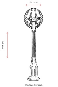 Lampadar de exterior M3B Negru 95x23 cm - Img 3