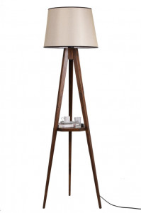 Lampadar Sehbali Tripod Ceviz Lambader Pramit Acik Hasir Abajurlu Nuc - Img 2
