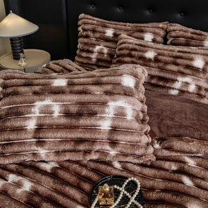 Lenjerie cocolino cu Elastic 180x200 Liny V11 Marmura Brown (Cocolino) - Img 3
