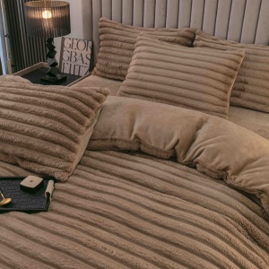 Lenjerie cocolino cu Elastic 180x200 Liny V13 Dark Beige (Cocolino) - Img 3