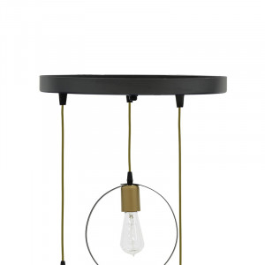 Lustra cu 3 lumini Kasper E27 negru-auriu D30x79cm - Img 3