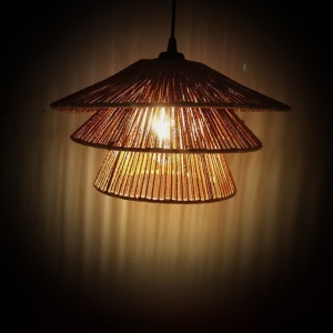 Lustra Oakim E27 sfoara din hartie maro 35.5x35.5x19+ cm - Img 2