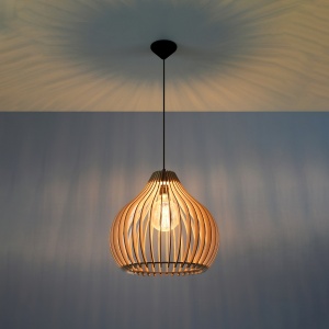 Lustra suspendata Aprilla din lemn, Natural 40x40x110 cm - Img 3