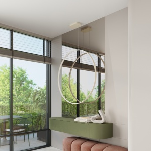 Lustra suspendata LED Rio 55 Bej 3000K 55x16x150 cm - Img 14