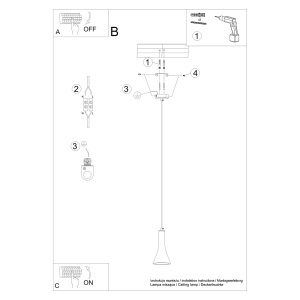 Lustra suspendata Rea din beton Gri 12x12x125 cm - Img 3