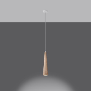 Lustra suspendata Sula din lemn, Natural 8x8x120 cm - Img 3