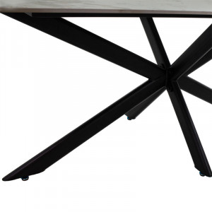 Masa Bethan imitatie de piatra aspect marmura alba - picior metal negru 180x90x75cm - Img 5