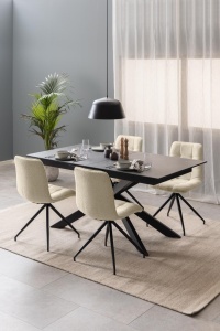 Masa dining Irwine, Negru, 76x210x90 cm
