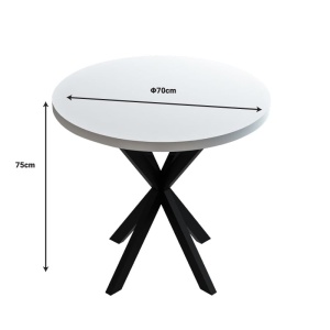 Masa Kalipso din melamina alba cu picior metalic negru 70x70x75 cm - Img 4