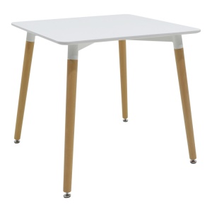 Masa Natali MDF blat alb picioare naturale 80x80x73 cm