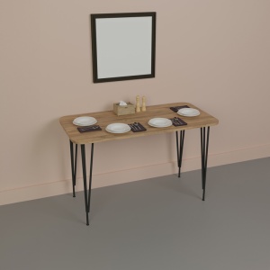 Masa Palkon stejar melaminat metal negru 120x60x73 cm - Img 2