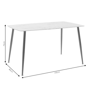 Masa Paris sticla 8mm aspect marmura alba - aurie 150x80x75cm - Img 5