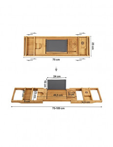 Masa pentru baie, Songmics, Bambus, BCB88Y, Extensibila, natural - Img 4