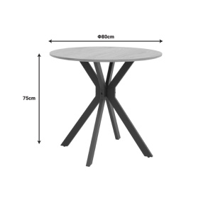 Masa Xuson natural MDF cu picioare din metal negru 80x80x75 cm - Img 5