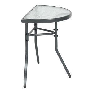 Masuta de cafea de gradina consola semicerc, Bion, Gri inchis, 70x40x65 cm - Img 4
