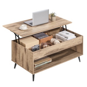 Masuta de cafea extensibila, Miranta, Camel, 100x45x58.5 cm