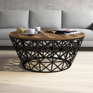 Masuta de Cafea Stil Metal Ferforje - Walnut - Img 2