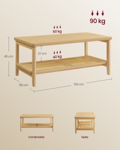 Masuta de cafea Vasagle Bej 100x55x45 cm - Img 5