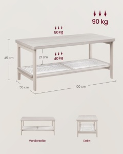 Masuta de cafea Vasagle Bej 100x55x45 cm - Img 5