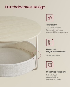 Masuta de Cafea, Vesta, Bej natural, 75x75x45 cm - Img 3